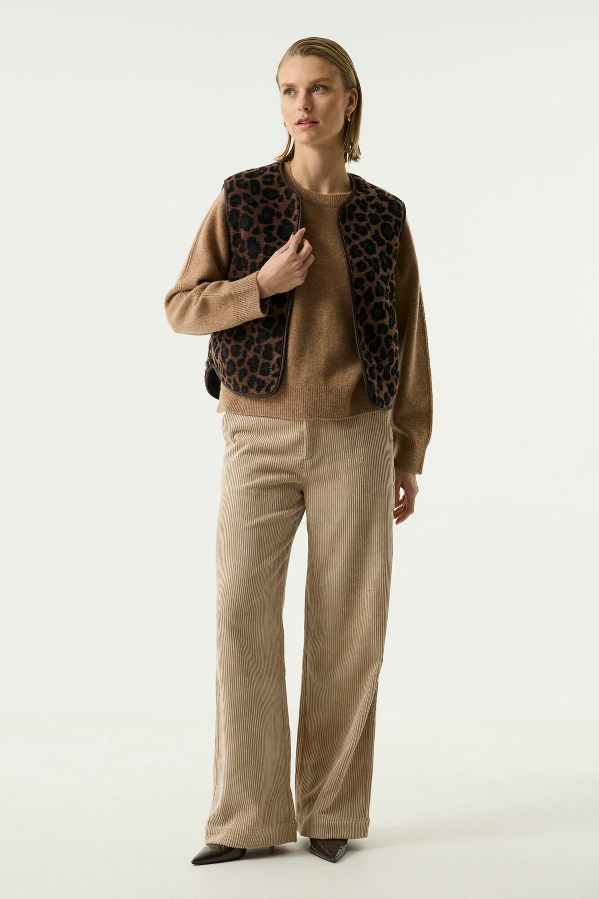 Garcia Hazel Bloom Leopard Print Teddy Fleece Reversible Gilet