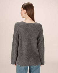 Grace & Mila Saints Anthracite Grey 'BONJOUR L'AMORE' Cream Embroidered Knit