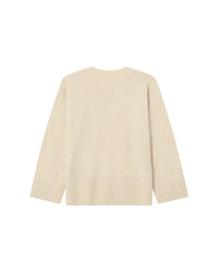 Grace & Mila Saints Oatmeal Beige 'OUI' Burgundy Embroidered Knit