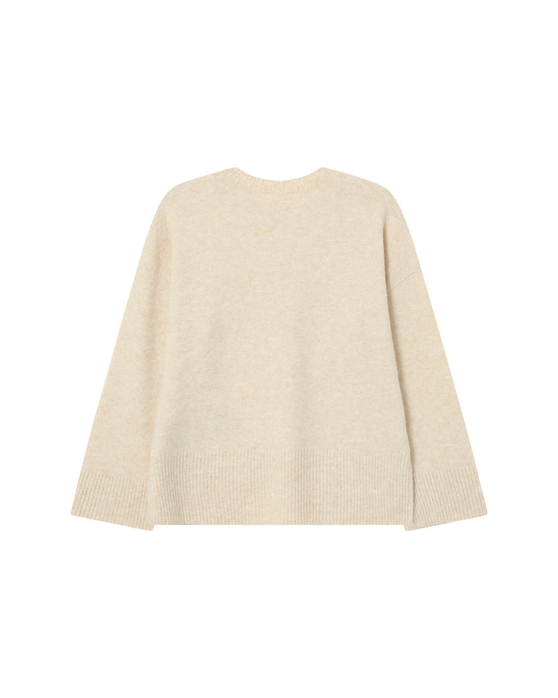 Grace & Mila Saints Oatmeal Beige 'AMORE' Chocolate Embroidered Knit