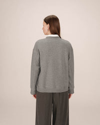 Grace & Mila Sharly Anthracite Grey Oversized Cream Embroidered Sweatshirt