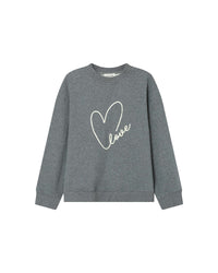 Grace & Mila Sharly Anthracite Grey Oversized Cream Embroidered Sweatshirt