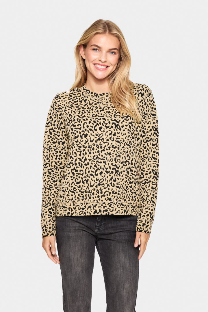 Saint Tropez Ilsabeth Leopard Print Sweatshirt