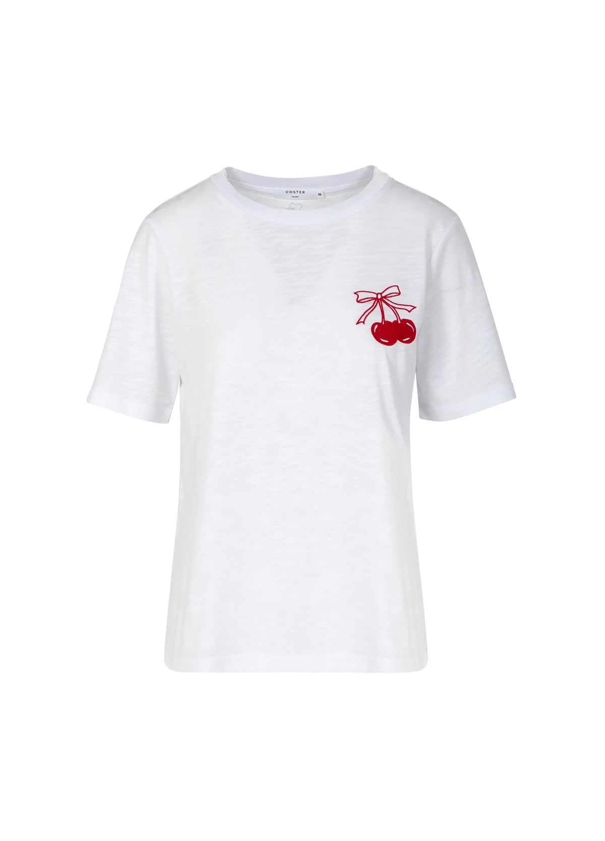 Coster Copenhagen White T-Shirt with Red Embroidered Cherry
