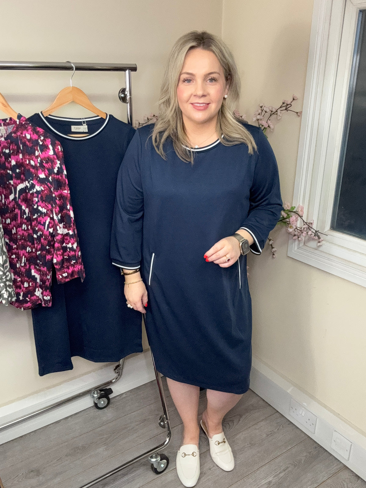 Fransa FrVerna Navy Classic Fit Modal Dress, 20617413