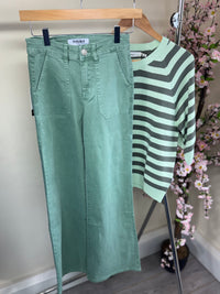 Toxik Highwaisted Sage Green Wide Leg Culotte Jeans