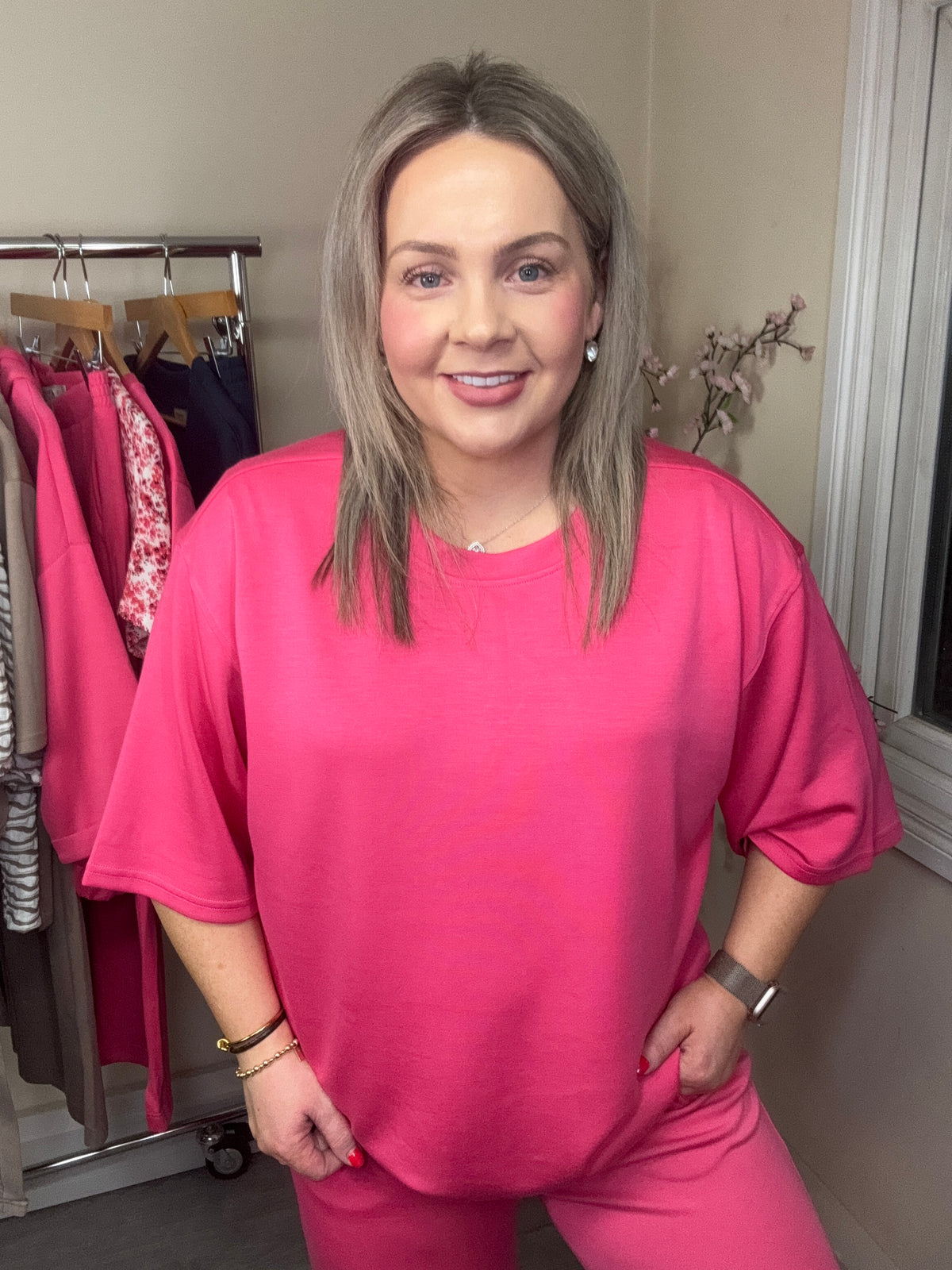 Fransa FrAurora Honeysuckle Pink Modal Oversized T-Shirt, 20615492