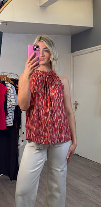 Grace & Mila Votello Sangria Printed Halterneck Relaxed Fit Blouse