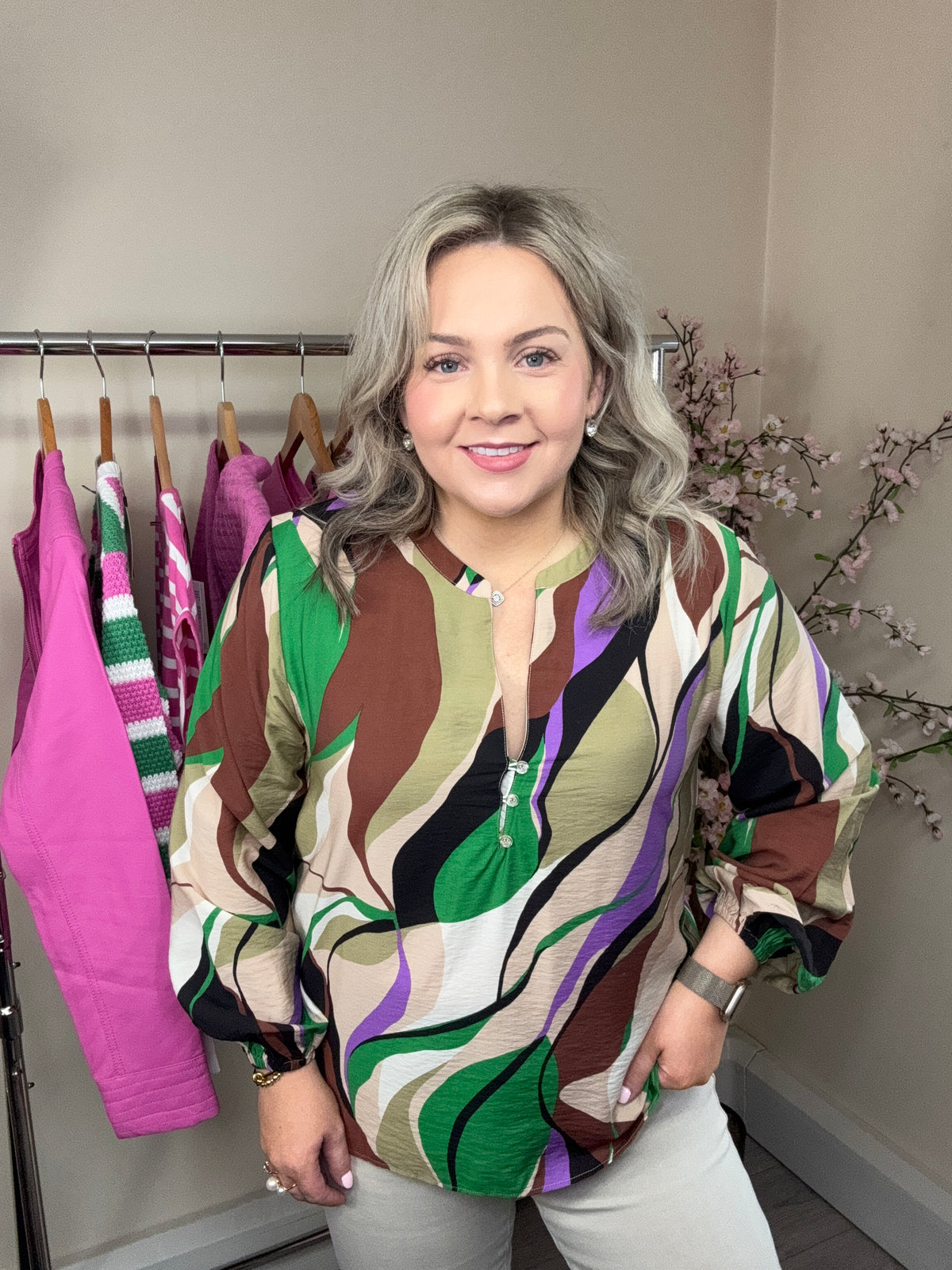 B.Young ByIbini Chinchilla Abstract Printed Blouse, 20818529