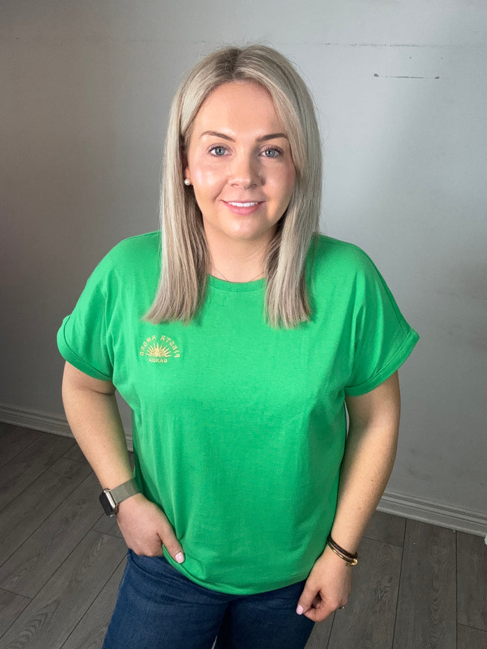 Garcia Festive Green T-Shirt with Gold Embroidered Logo, P40206