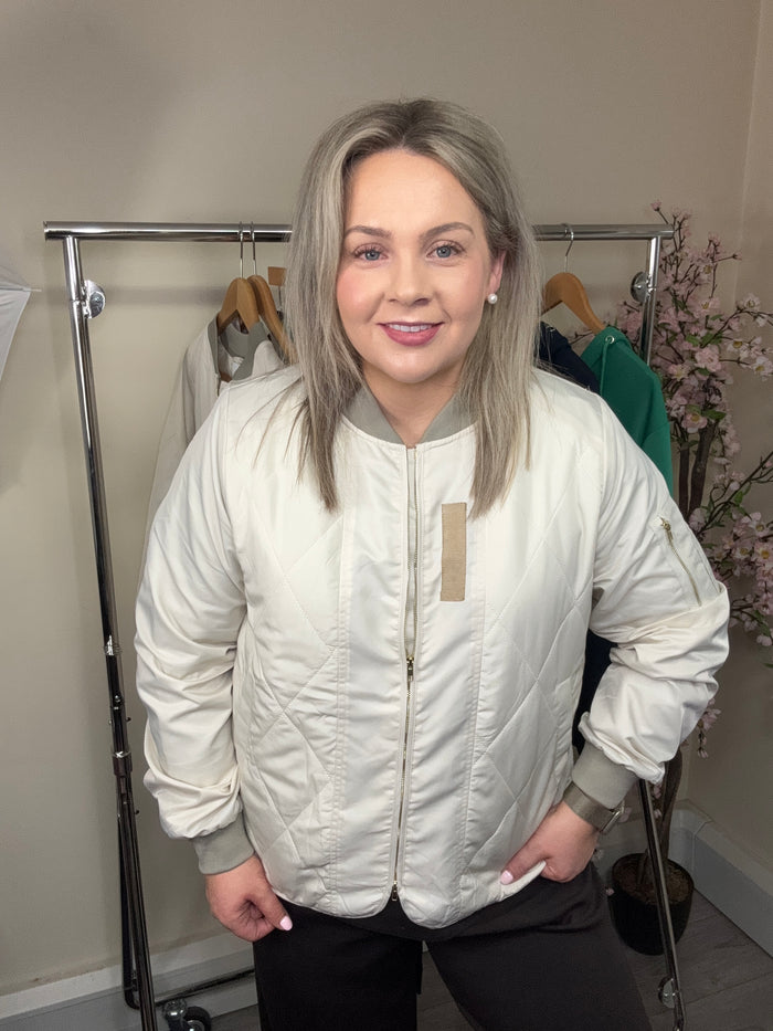 Coster Copenhagen Pearl Cream Quilted Bomber Jacket