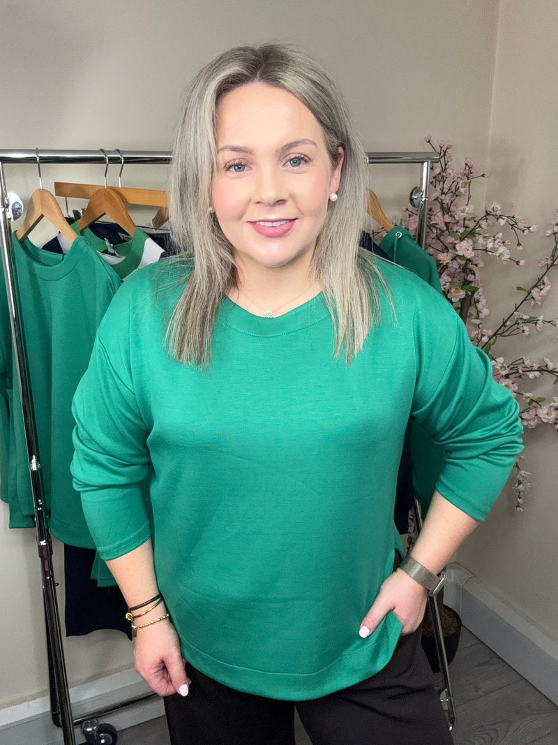 B.Young ByPusti Leprechaun Green Modal Dipped Hem Top, 20818436