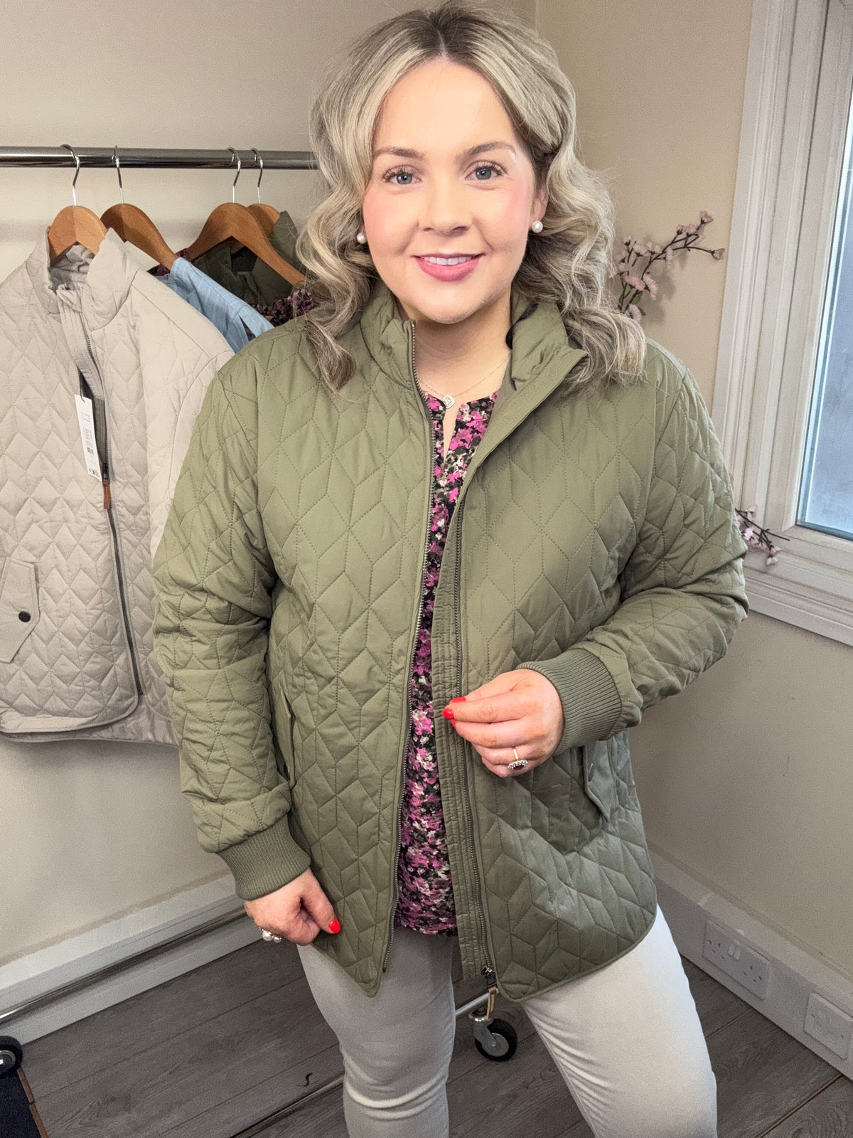 Kaffe KaLeila Dusky Green Quilted Jacket, 10511122