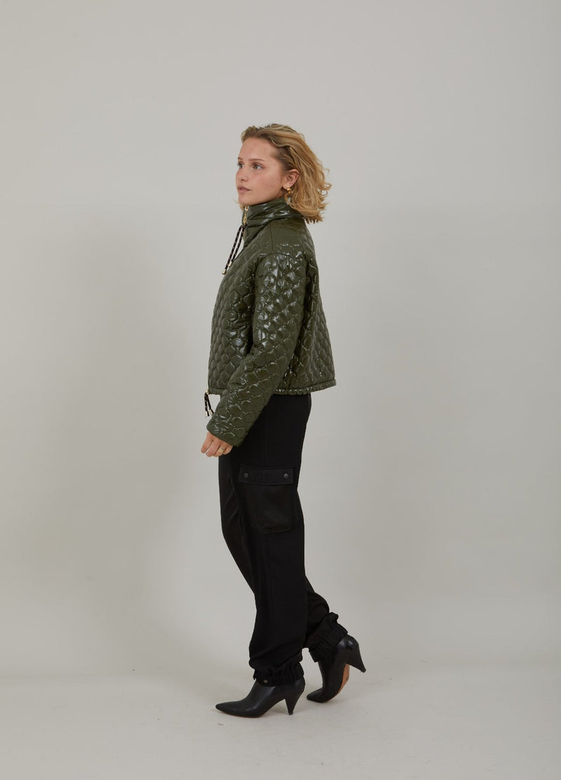 Coster Copenhagen Leaf Green Quilted Cropped Oversized Jacket, 234-6414