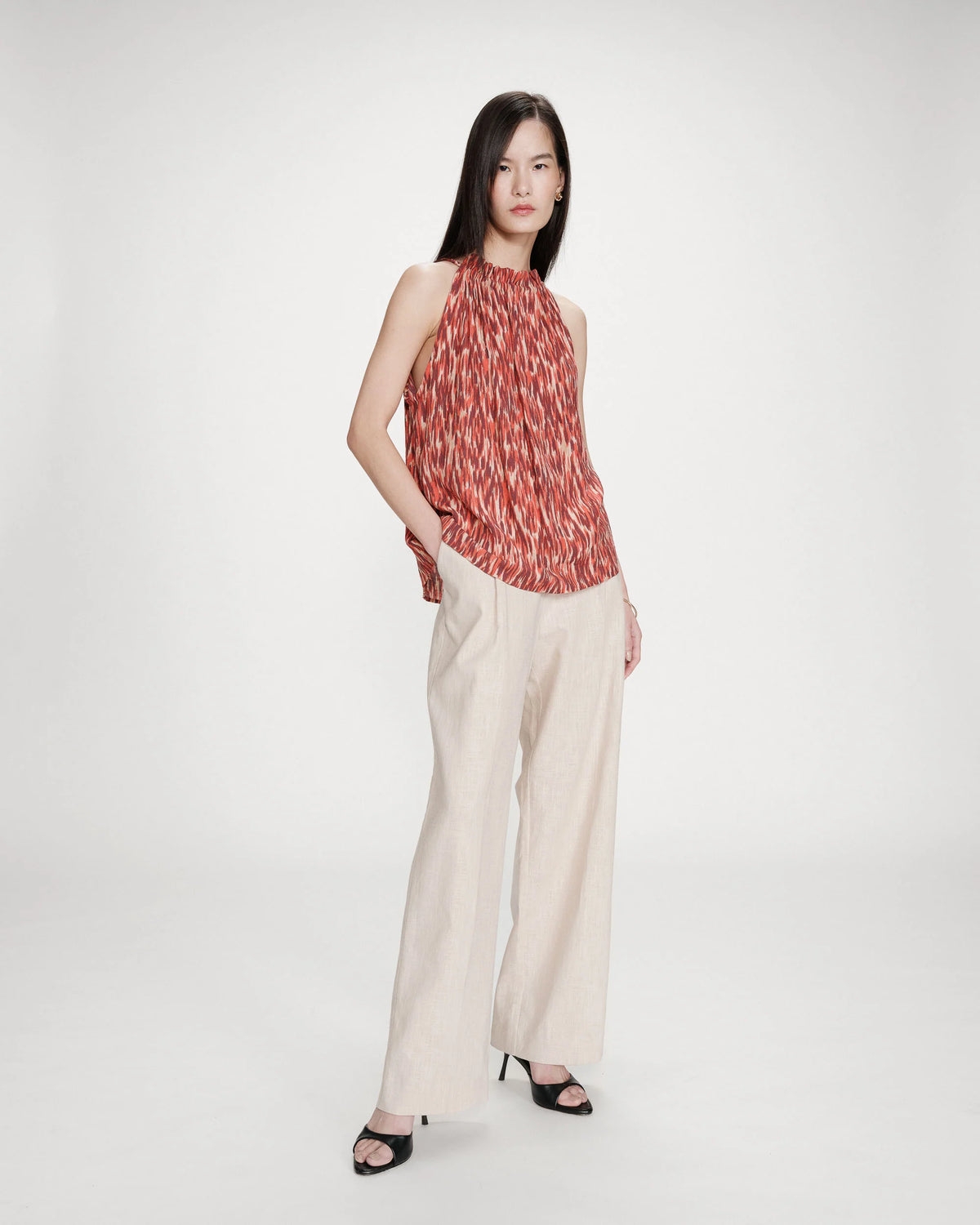 Grace & Mila Votello Sangria Printed Halterneck Relaxed Fit Blouse