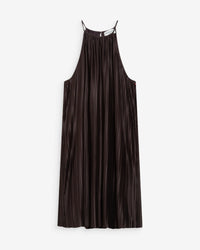 Grace & Mila Wilona Chocolate Brown Halterneck Plisse Short Dress