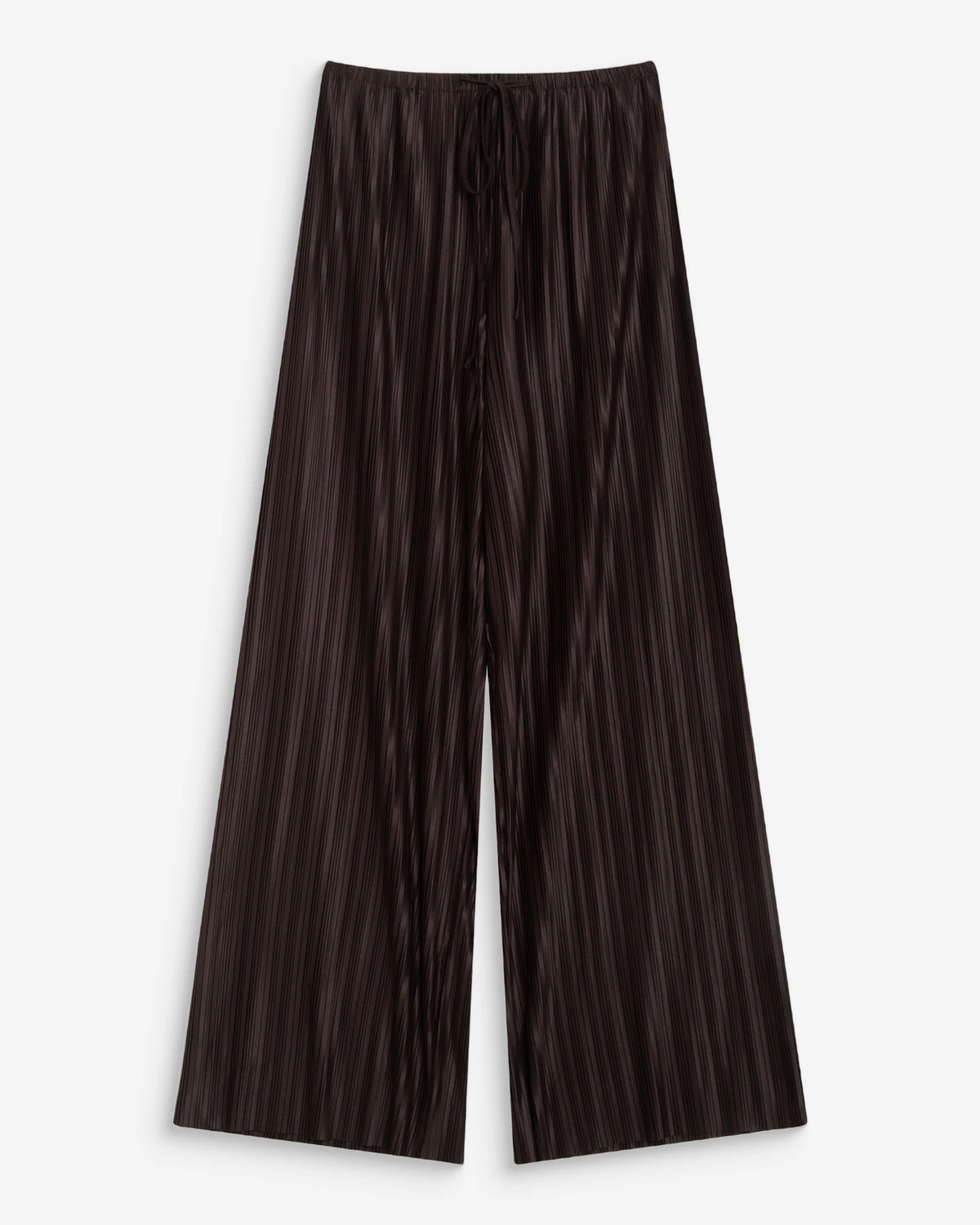 Grace & Mila Wonka Chocolate Brown Plisse Wide Leg Trousers 