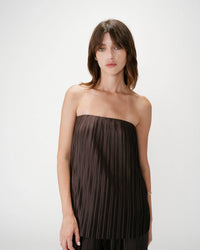 Grace & Mila West Chocolate Brown Plisse Bustier Top 