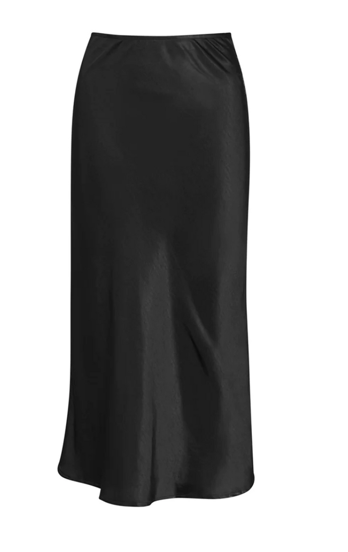 Coster Copenhagen Black Skyler Satin Midi Skirt, CCH4510