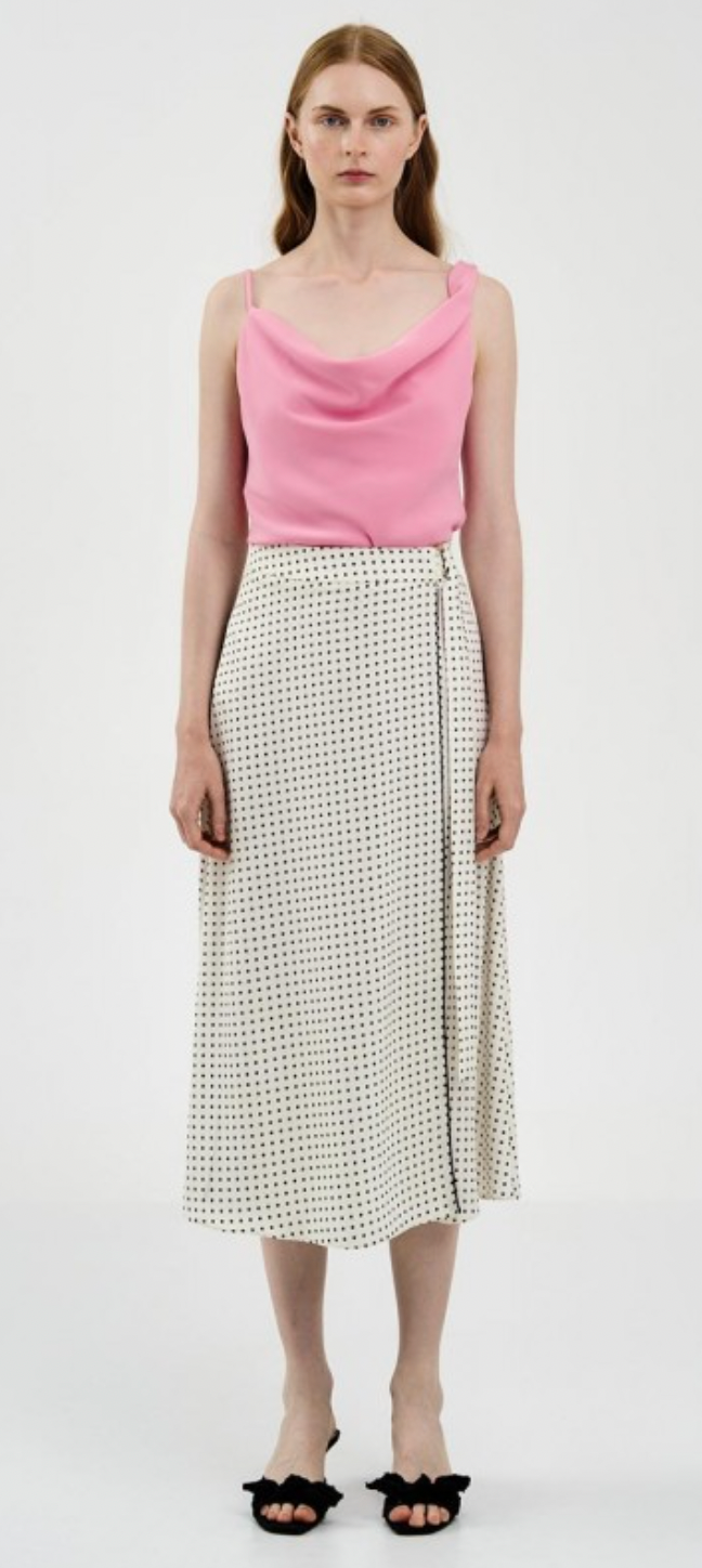 Access Fashion Off White Wrap Polka Dot Midi Skirt, 34-6023