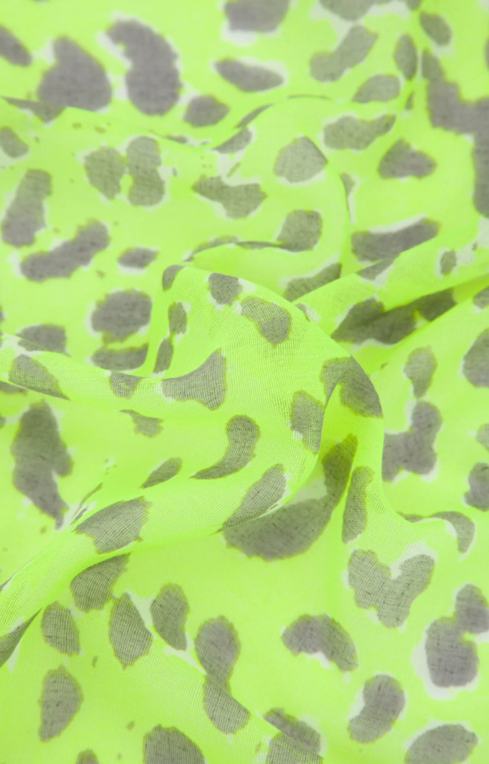 Ruby 67 Neon Lime Leopard Print Scarf