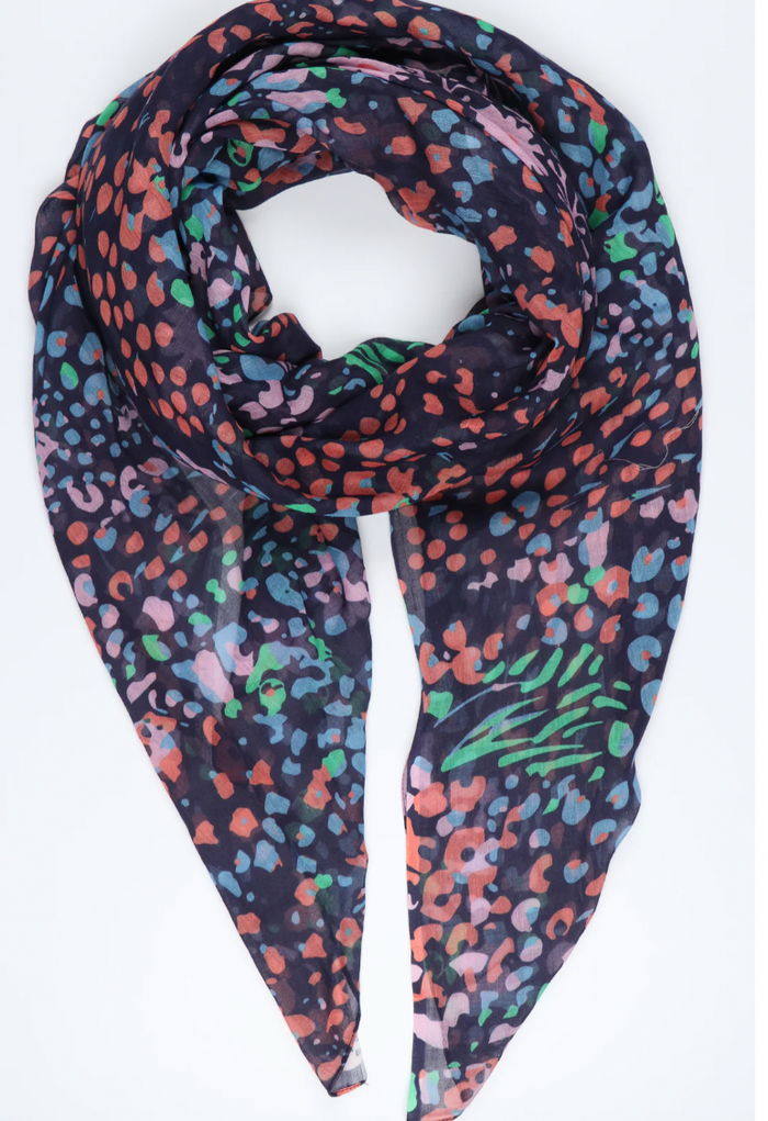 Ruby 67 Navy Multi Floral Cluster Print Scarf 