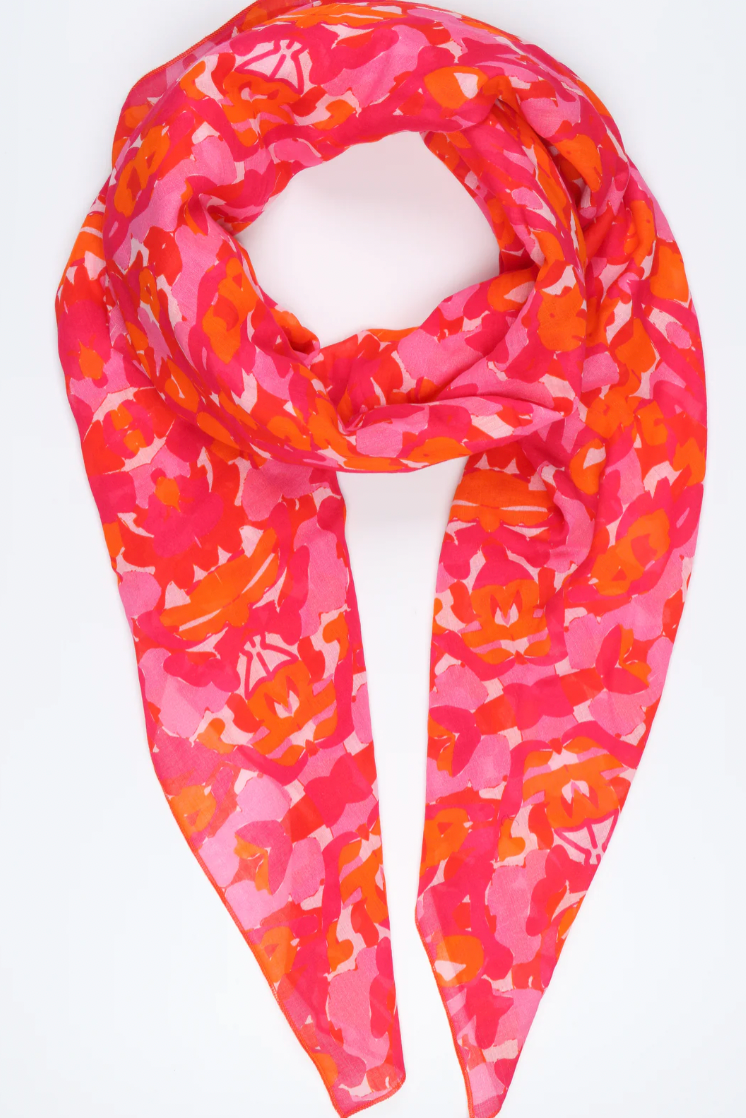 Ruby 67 Hot Pink Kaleidoscopic Abstract Print Scarf