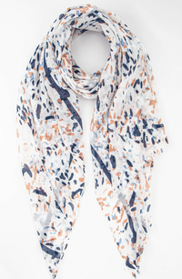 Ruby 67 Navy Blue/Cream Abstract Animal Spot Scarf 