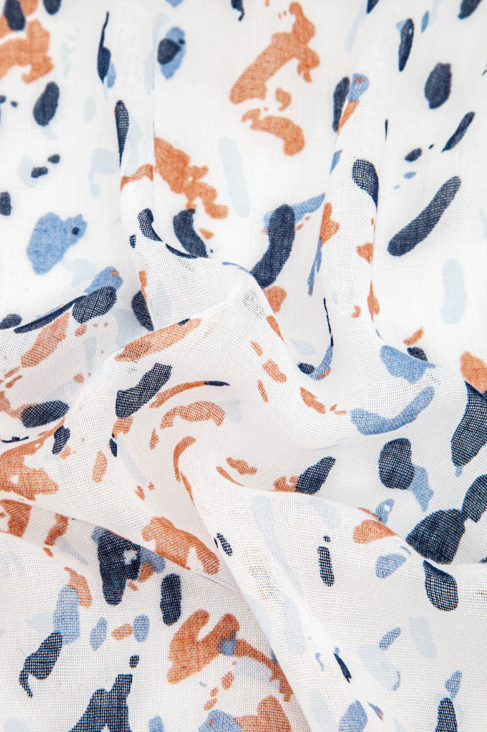 Ruby 67 Navy Blue/Cream Abstract Animal Spot Scarf 