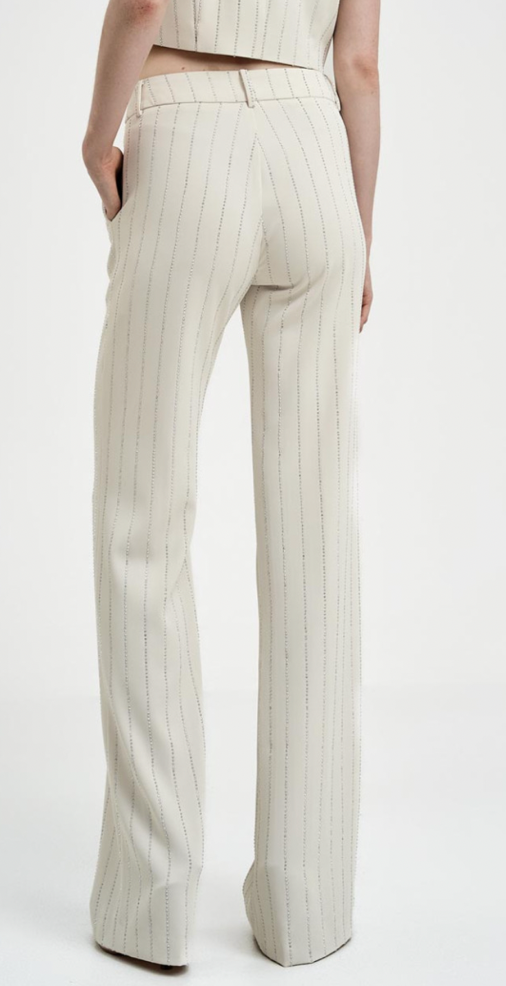 Access Fashion Vanilla Rhinestone Embellished Wide Leg Trousers, 43-5115