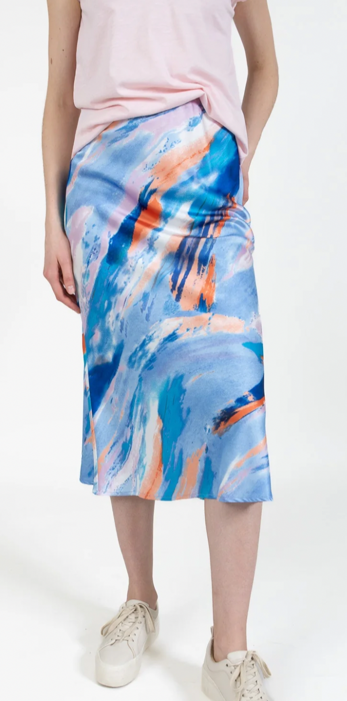 Coster Copenhagen Tie Dye Printed Skyler Satin Midi Skirt, CCH4507