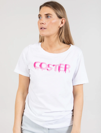 Coster Copenhagen White T-Shirt with Pink Graffiti 'Coster' Logo, 242-1230