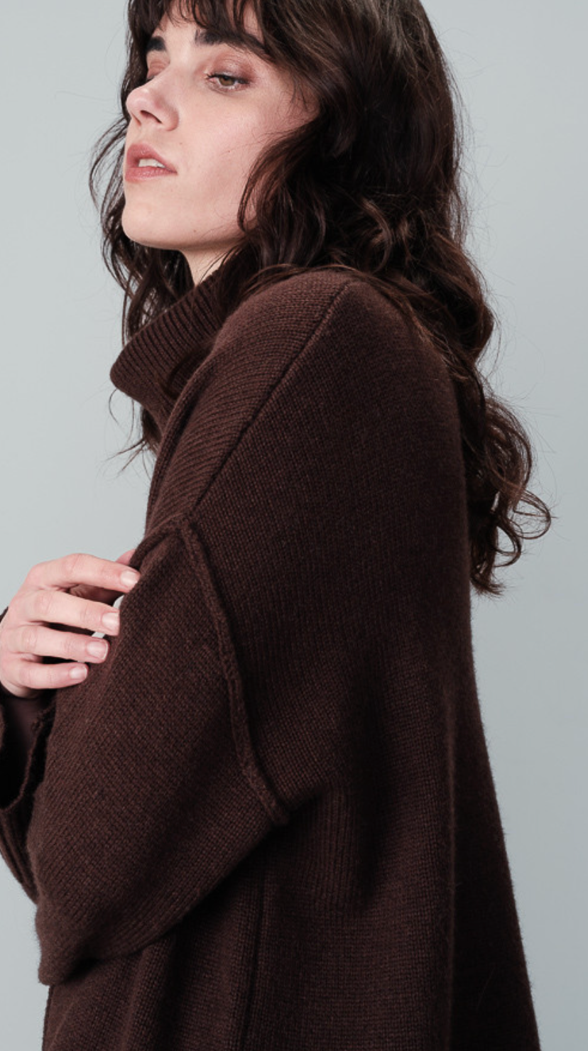 Grace & Mila Navajo Chocolate Cowl Neck Knit 