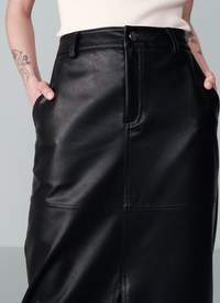 Grace & Mila Nory Black Faux Leather Midi Skirt 