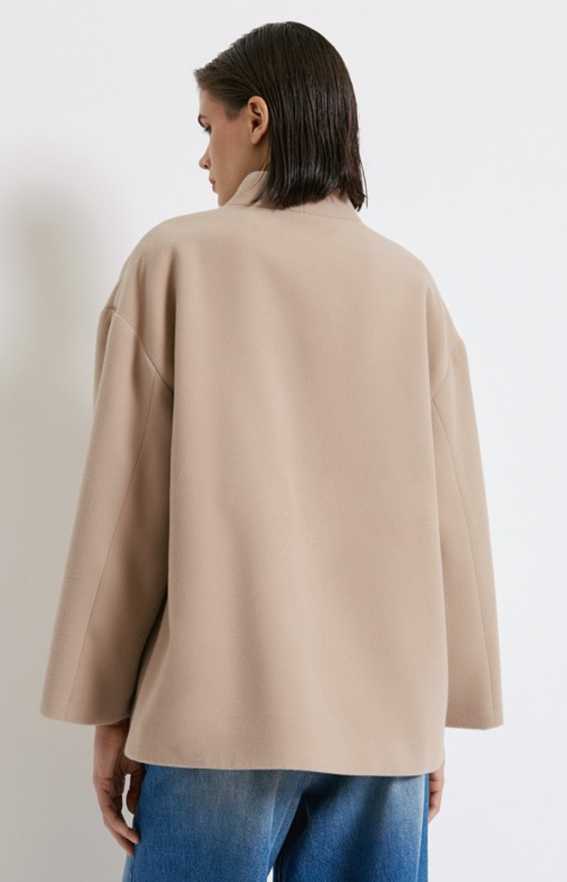 Access Fashion Beige Camel Oversized Blazer Coat, 44-1015