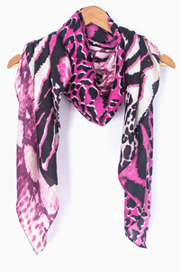 Ruby 67 Harriet Fuchsia Animal Print Scarf