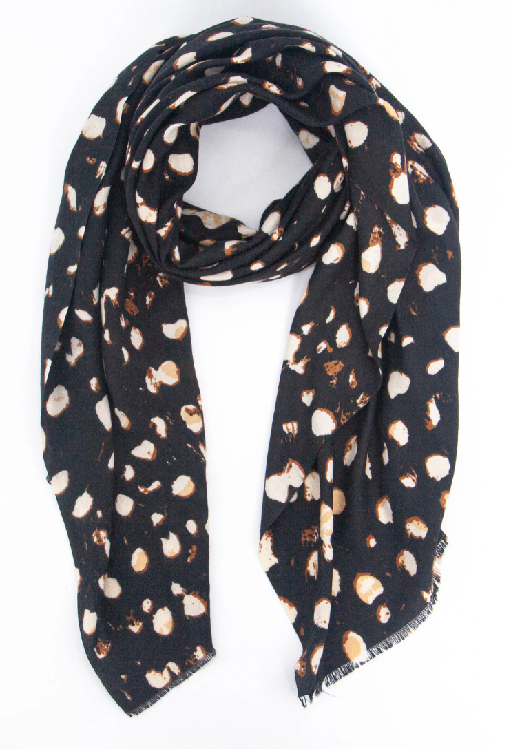 Ruby 67 Mia Black Leopard Print Scarf