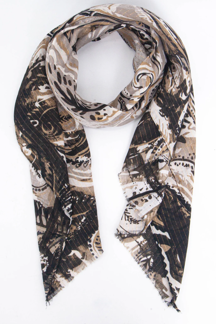 Ruby 67 Neve Neutral Marble Print Scarf