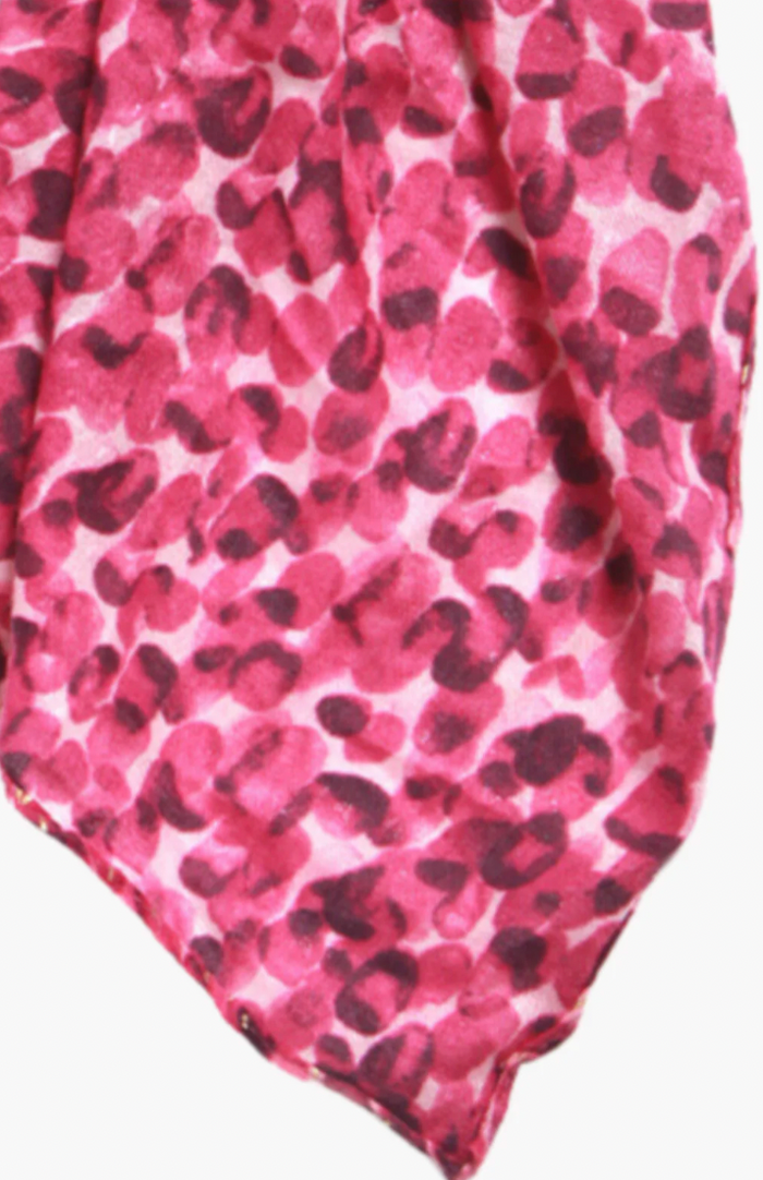 Ruby 67 Fuchsia Abstract Animal Print Scarf with Gold Foil