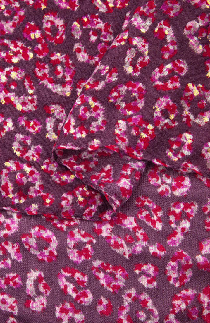 Ruby 67 Burgundy Fuchsia Floral Animal Print Scarf, 1495F