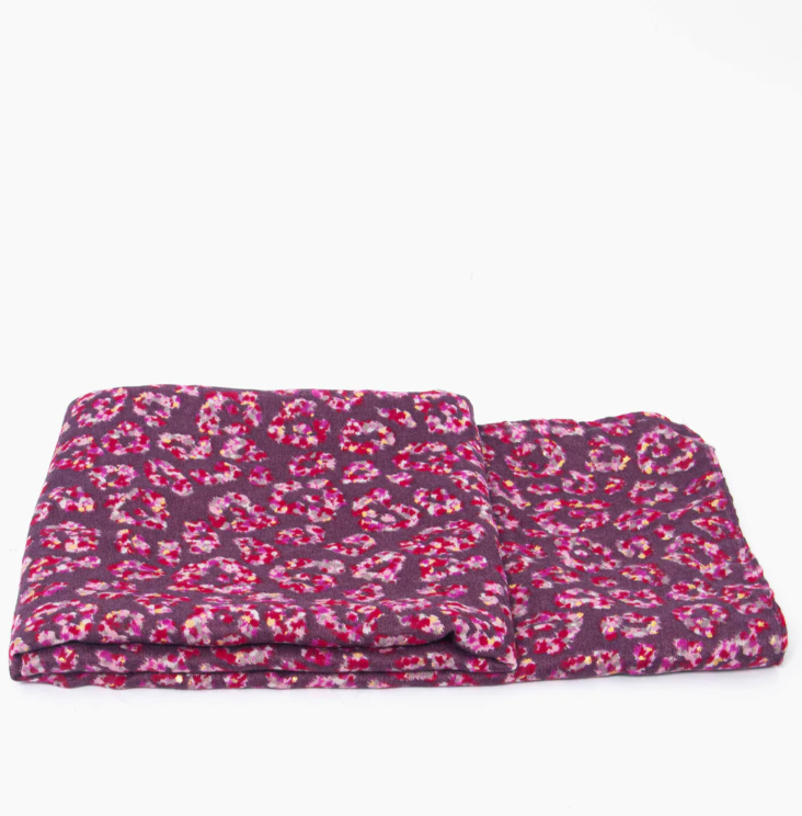 Ruby 67 Burgundy Fuchsia Floral Animal Print Scarf, 1495F