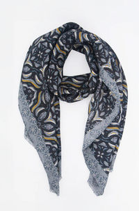 Ruby 67 Paulie Black Floral Mosaic Printed Scarf, 3196B