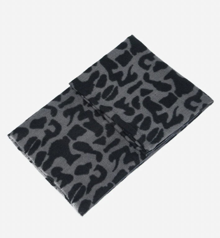 Ruby 67 Dark Grey Leopard Print Blanket Scarf