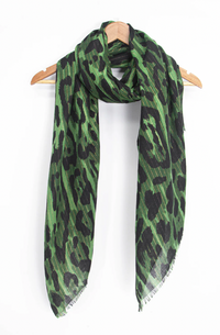 Ruby 67 Green Leopard Stripe Scarf, 3197GR