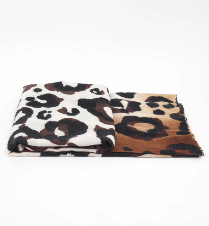 Ruby 67 Felicity Camel Leopard Scarf