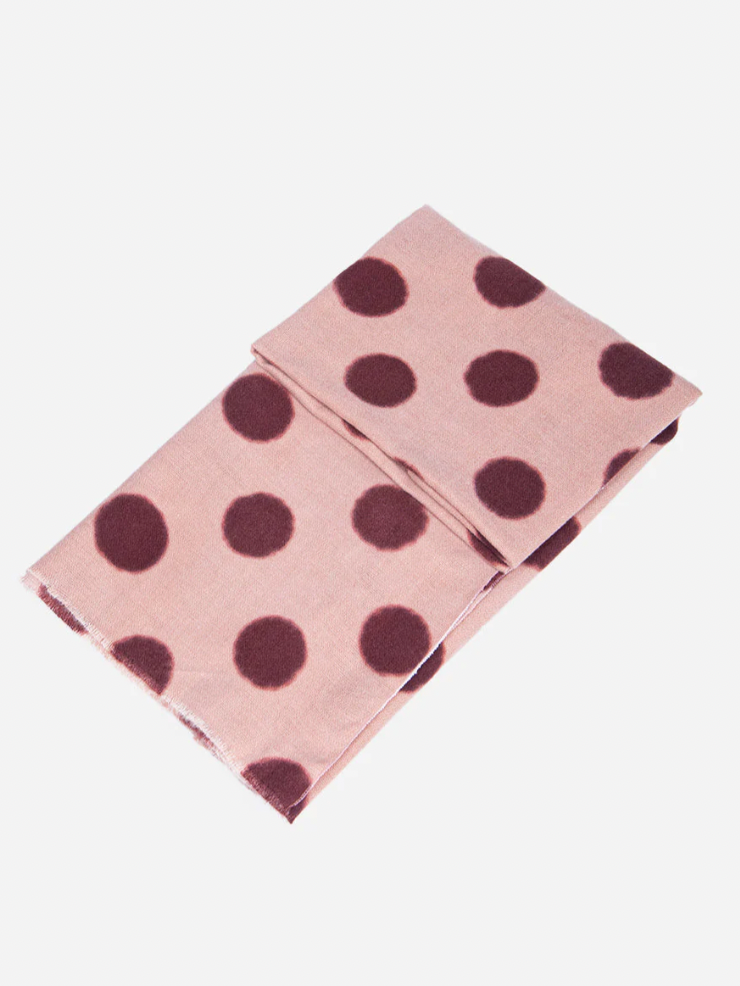 Ruby 67 Baby Pink/Burgundy Spot Blanket Scarf