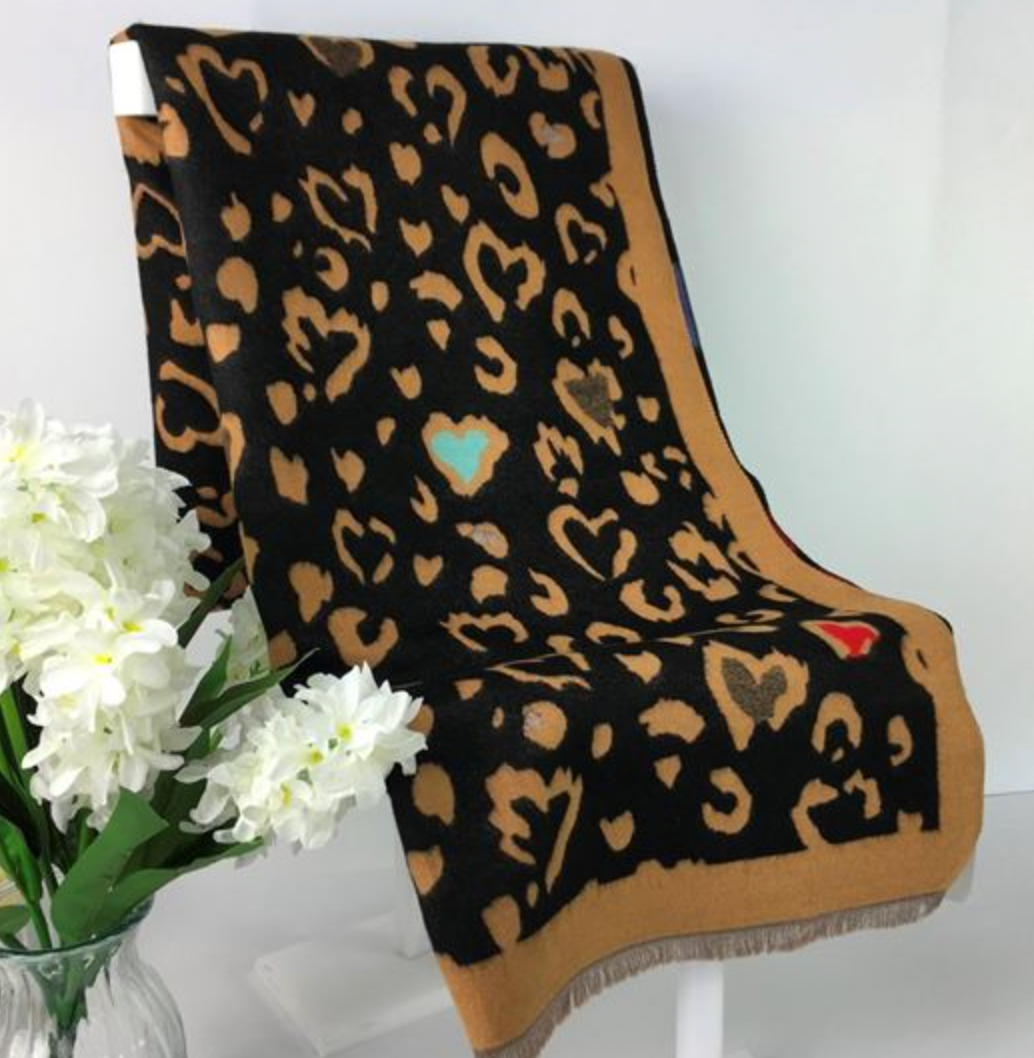 Ruby 67 Black/Brown Leopard Supersoft Scarf