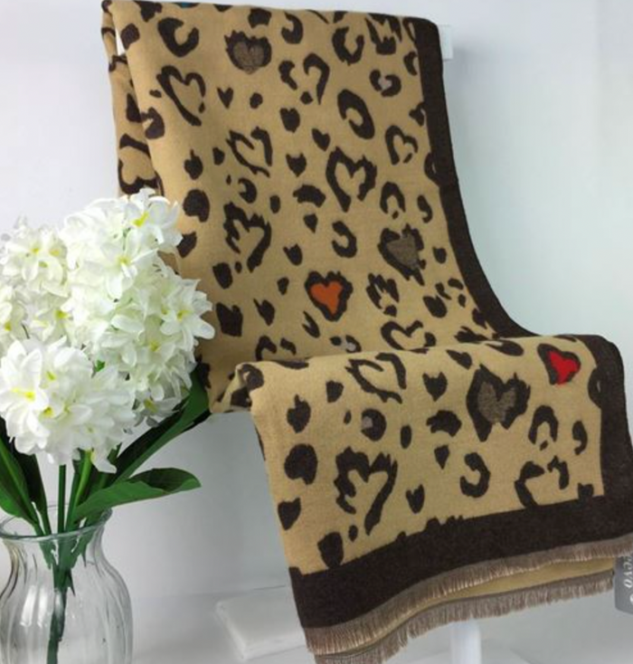 Ruby 67 Beige/Brown Leopard Supersoft Scarf