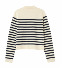 Grace and Mila Pam Navy/Cream Striped Supersoft Cropped Cardigan