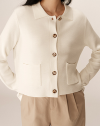 Grace and Mila Pam Cream Supersoft Cropped Cardigan